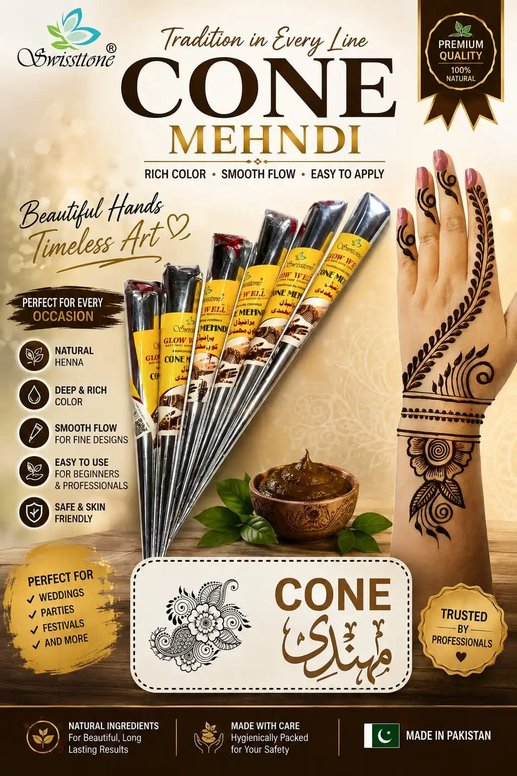 Glow Well Bridal Cone Mehndi - Image 2